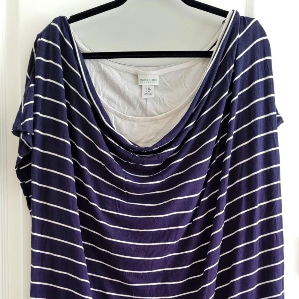 Plus size maternity 3x navy striped blouse